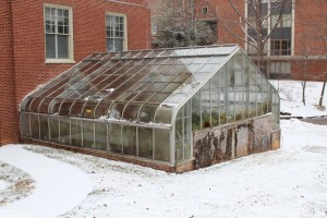 The Randolph College greenhouse, adjacent to the Botanic Garden.